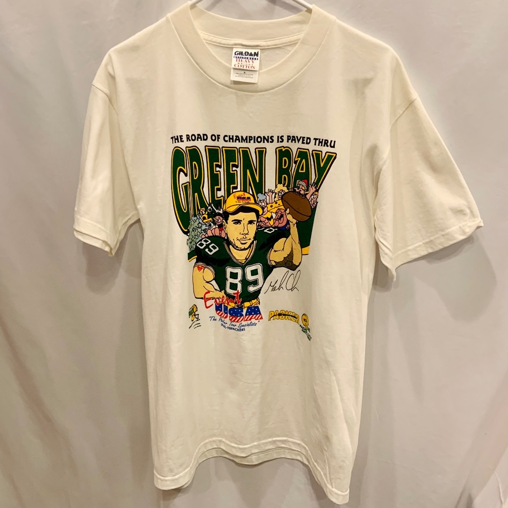Vintage Green Bay Packers Mark Chmura Road of Champions 1998 Graphic Tee Size M